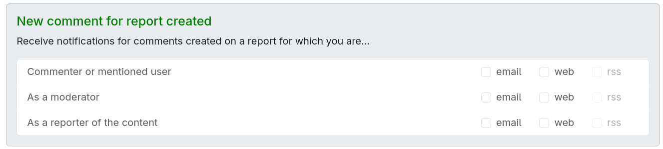 Report comment notification