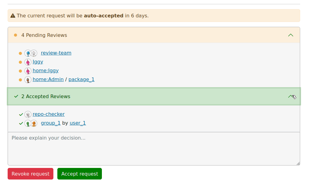 A screenshot of the reviews' summary before the request buttons